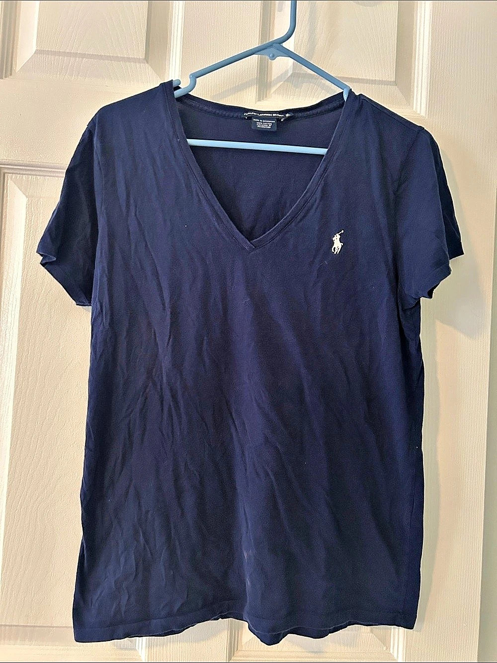 Polo Ralph Lauren V-Neck Tee in Navy Blue Size XL